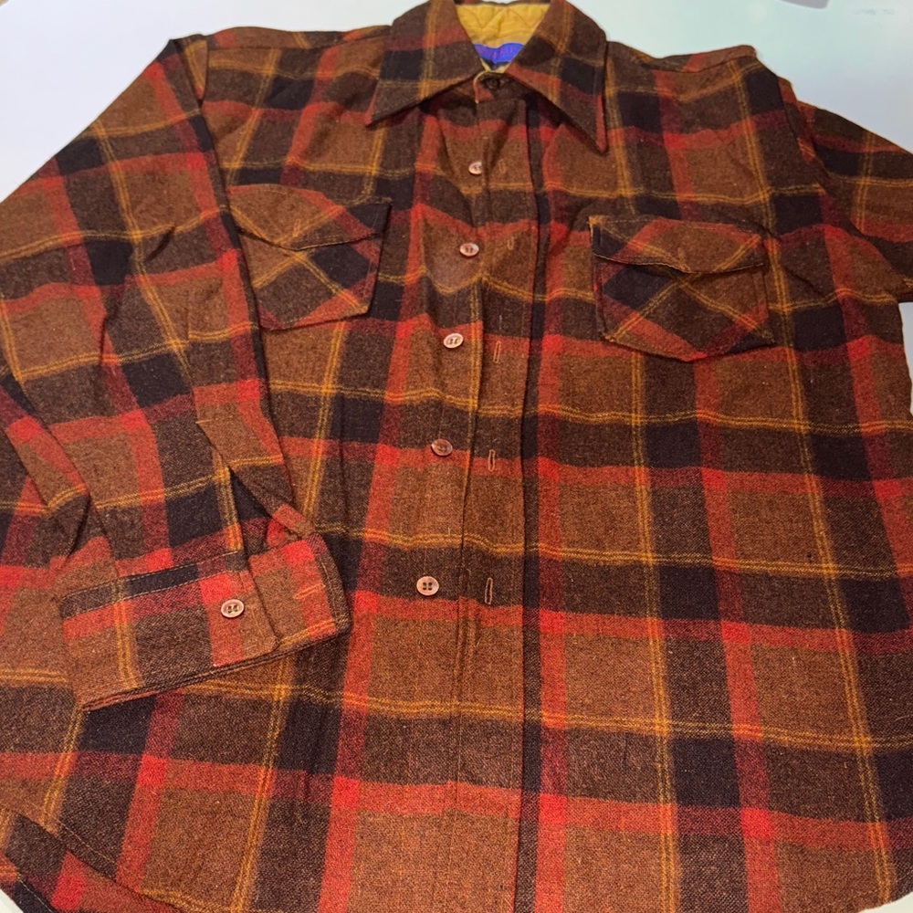Vintage‎ 60s-70s Ponderosa Virgin Wool Plaid Fall Color Button-Down Men’s Shirt